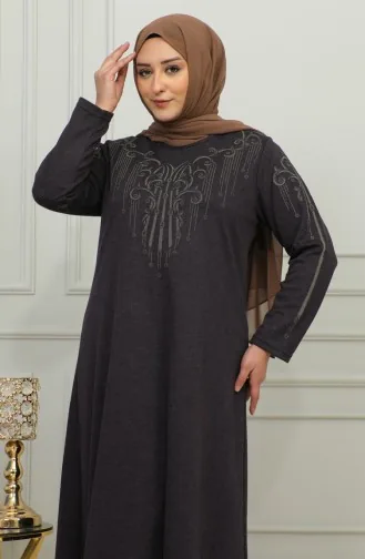 Robe Viscose Brodée Grande Taille 4958-04 Prune 4958-04