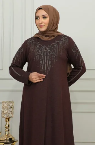 Robe Viscose Brodée Grande Taille 4958-05 Marron 4958-05