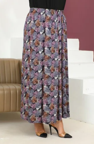 Jupe à Motifs Taille Elastique Grande Taille 2830A-01 Prune 2830A-01