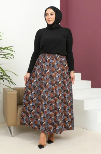 Jupe à Motifs Taille Elastique Grande Taille 2830A-04 Gris 2830A-04