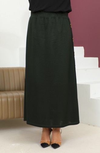 Plus Size Button Detailed Elastic Skirt 4200-02 Khaki 4200-02
