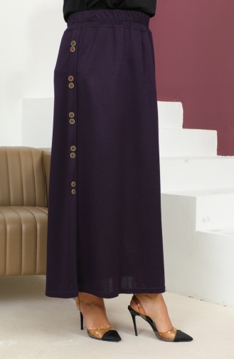 Plus Size Button Detailed Elastic Skirt 4200-03 Plum 4200-03