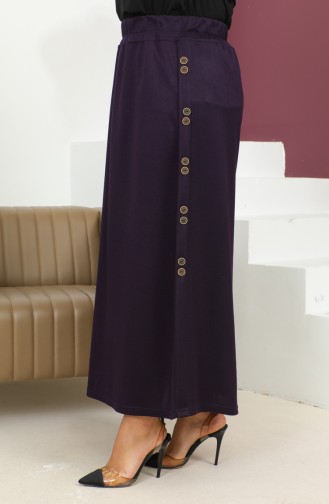 Plus Size Button Detailed Elastic Skirt 4200-03 Plum 4200-03