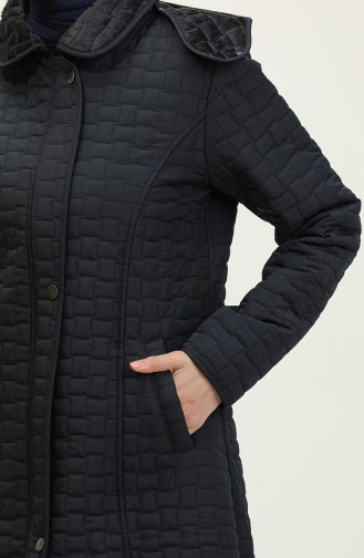 Manteau Matelassé à Capuche Grande Taille 4257-02 Bleu Marine 4257-02