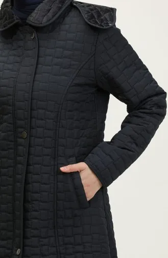 Manteau Matelassé à Capuche Grande Taille 4257-02 Bleu Marine 4257-02