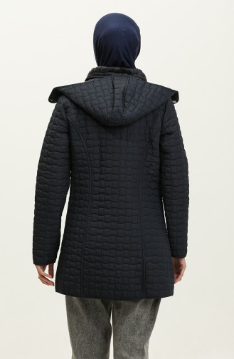 Plus Size Hooded quilted Coat 4257-02 Navy Blue 4257-02