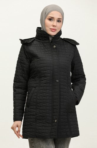 Manteau Matelassé à Capuche Grande Taille 4257-04 Noir 4257-04