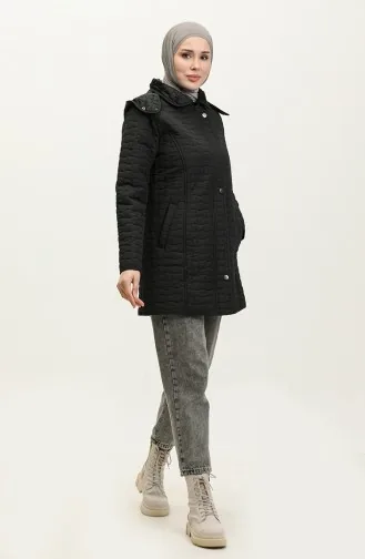 Manteau Matelassé à Capuche Grande Taille 4257-04 Noir 4257-04
