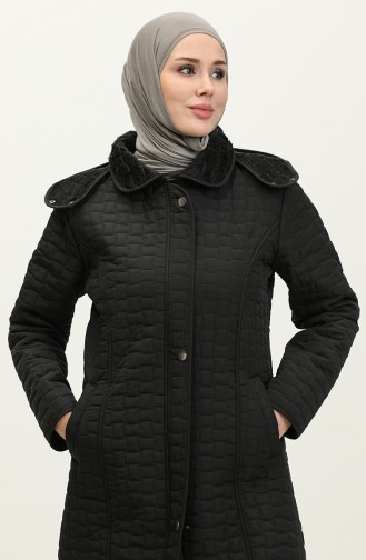 Manteau Matelassé à Capuche Grande Taille 4257-04 Noir 4257-04