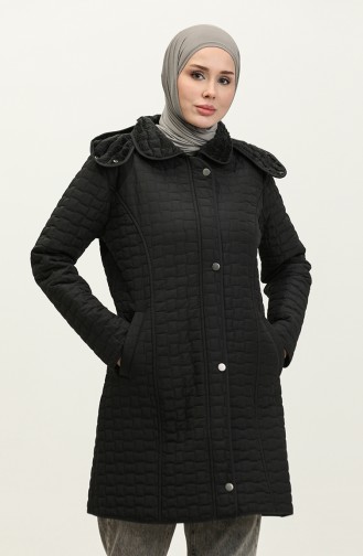 Manteau Matelassé à Capuche Grande Taille 4263-02 Noir 4263-02