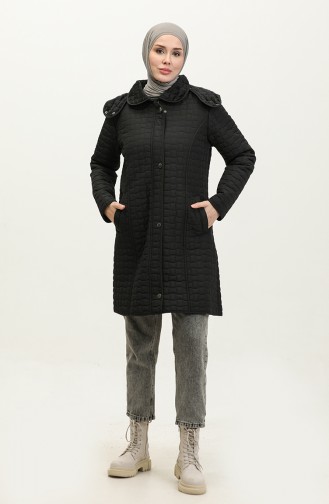 Plus Size Hooded quilted Coat 4263-02 Black 4263-02
