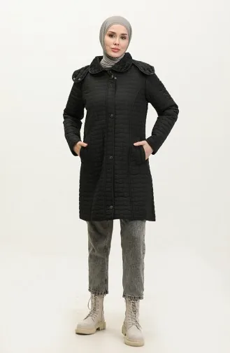 Manteau Matelassé à Capuche Grande Taille 4263-02 Noir 4263-02