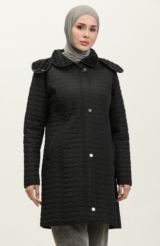 Plus Size Hooded quilted Coat 4263-02 Black 4263-02