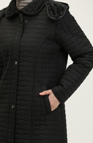 Manteau Matelassé à Capuche Grande Taille 4263-02 Noir 4263-02