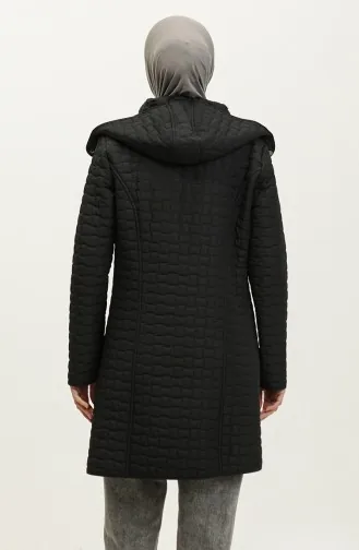 Manteau Matelassé à Capuche Grande Taille 4263-02 Noir 4263-02