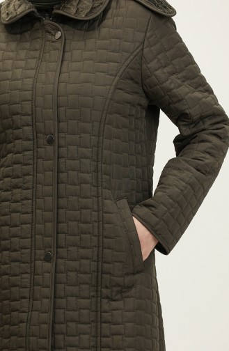 Plus Size Hooded Quilted Coat 4263-03 Khaki 4263-03