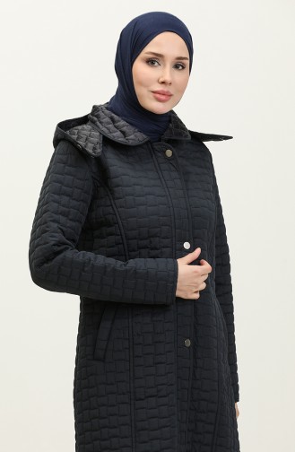 Plus Size Hooded quilted Coat 4263-04 Navy Blue 4263-04