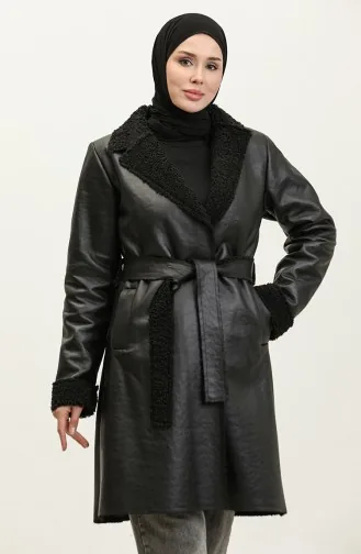 Manteau En Cuir Fourrure Noir K337 666