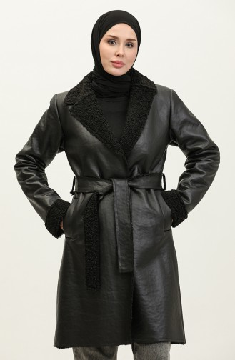 Manteau En Cuir Fourrure Noir K337 666