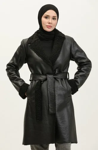 Manteau En Cuir Fourrure Noir K337 666