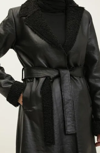 Manteau En Cuir Fourrure Noir K337 666