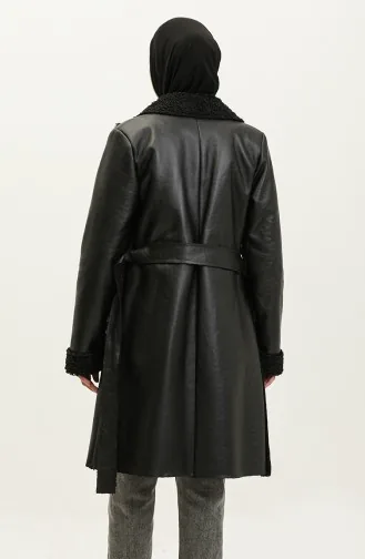 Manteau En Cuir Fourrure Noir K337 666