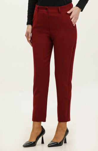 Pantalon Classique Avec Poches 3002-09 Rouge Claret 3002-09