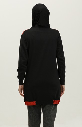 Sıfır Yaka Sweatshirt 23086-03 Kiremit Siyah