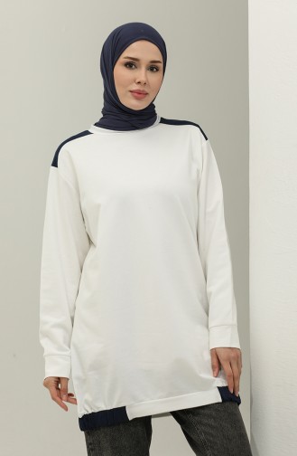 Sweatshirt Met Ronde Hals 23086-04 Ecru 23086-04