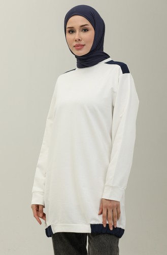 Sıfır Yaka Sweatshirt 23086-04 Ekru