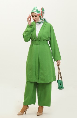 Three-piece Suit With Epaulets On The Sleeve Green Tk201 642