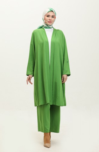 Three-piece Suit With Epaulets On The Sleeve Green Tk201 642