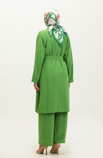 Three-piece Suit With Epaulets On The Sleeve Green Tk201 642