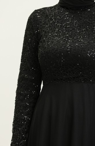 Robe De Soirée Tulle A Paillettes 3412-01 Noir 3412-01