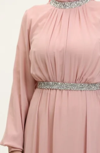 Robe De Soirée Plissée Lapidée 5339A-07 Poudre 5339A-07