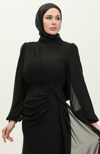 Abendkleid Mit Faltengürtel 5711A-08 Schwarz 5711A-08