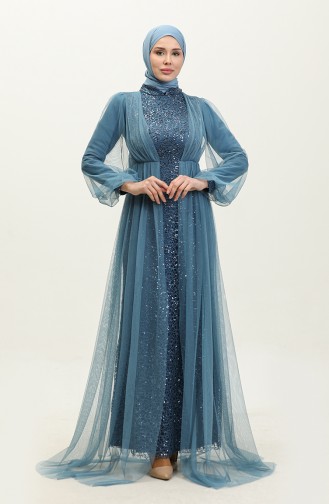 Robe De Soirée A Paillettes 6383A-01 Pétrole 6383A-01