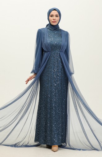 Robe De Soirée A Paillettes 6383A-02 Indigo 6383A-02