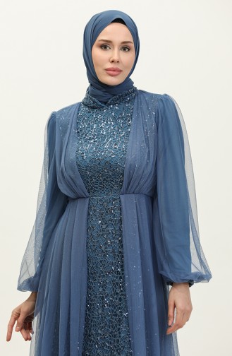 Robe De Soirée A Paillettes 6383A-02 Indigo 6383A-02