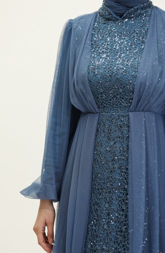 Robe De Soirée A Paillettes 6383A-02 Indigo 6383A-02