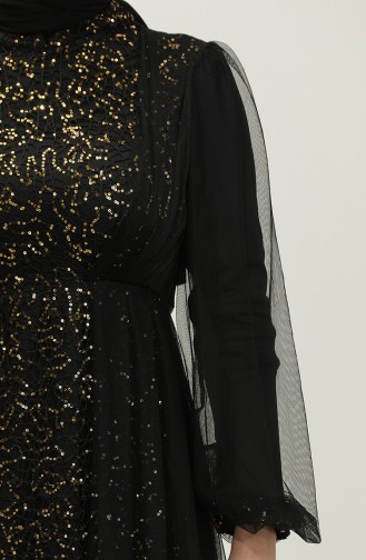 Sequined Evening Dress 6383A-03 Black Copper 6383A-03