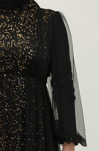 Robe De Soirée A Paillettes 6383A-03 Noir Cuivre 6383A-03