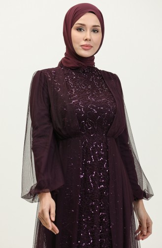 Robe De Soirée A Paillettes 6383A-05 Prune 6383A-05