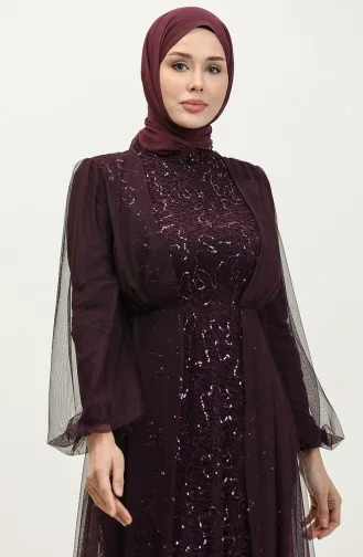 Robe De Soirée A Paillettes 6383A-05 Prune 6383A-05