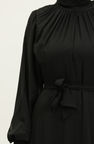 Pleated Chiffon Evening Dress 3455-01 Black 3455-01