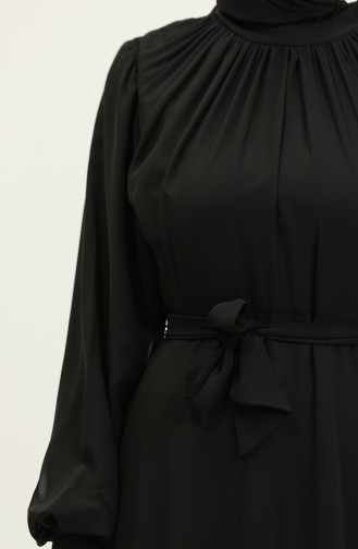 Robe De Soirée Mousseline Plissée 3455-01 Noir 3455-01