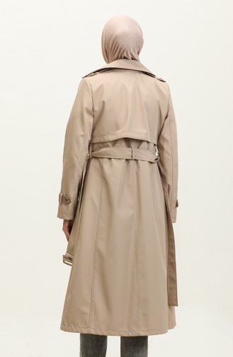 Two-Tone Lined Women`s Trench Coat Beige 6871.BEJ