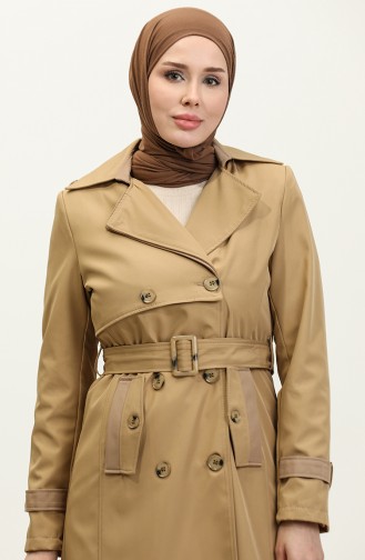 Tweekleurige Gevoerde Damestrenchcoat Camel 6871.kamel