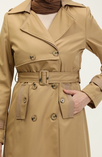 Two-Tone Lined Women`s Trench Coat Camel 6871.kamel