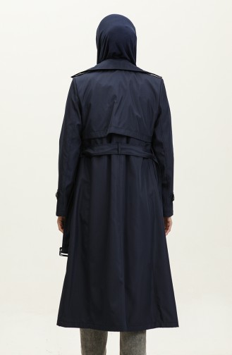 Trench Femme Doublé Bicolore Bleu Marine 6871.LACİVERT
